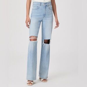 PAIGE Women's Sasha High Rise Wide Leg Jeans Maeve Destructed 34.5” L ~ Size 25